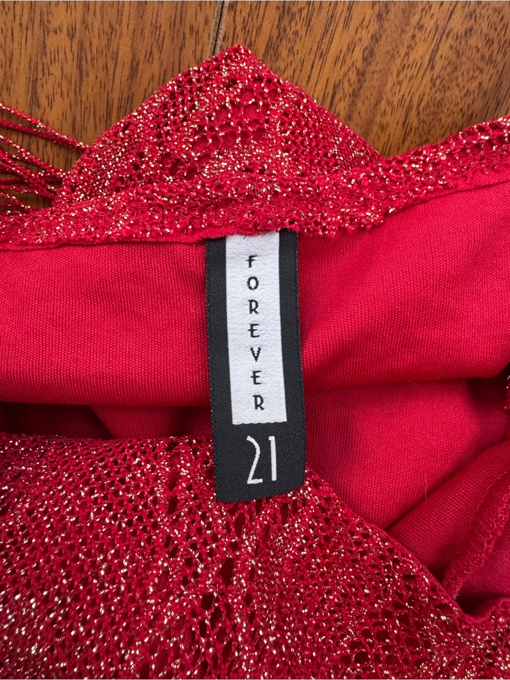 Forever21 Vintage Red Sparkle Fringe Slip Dress S - Picture 5 of 5